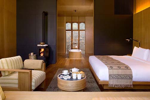 wooden room and bed