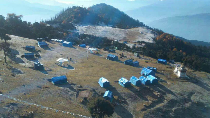 valley and tents blue settel on it