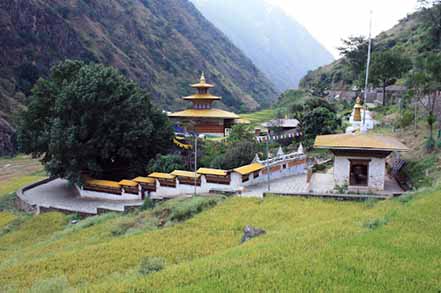 Monastery around green and mountain