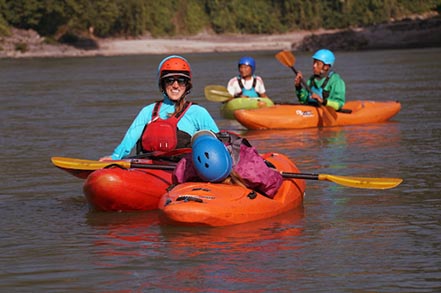 People doing river raffting