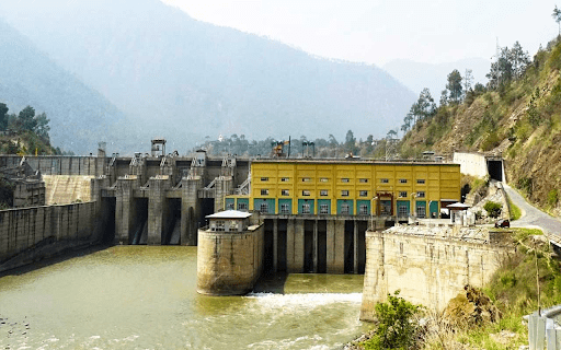 Dam and water flowing below
